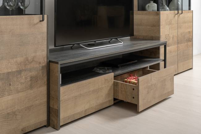 Индустриальная гостиная в стиле лофт с подсветкой Трувор № 17 цвет дуб гранж песочный/интра Индустриальная гостиная в стиле лофт с подсветкой Трувор № 17 цвет дуб гранж песочный/интра