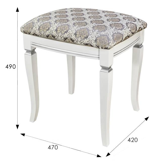 Банкетка Васко В 106Н белый/серебро, Маркус серебро Банкетка Васко В 106Н белый/серебро, Маркус серебро