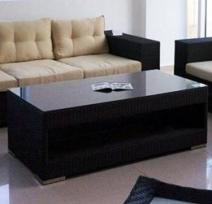 Столик кофейный "Ланта", из искусственного ротанга, черный, коричневый