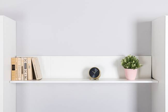 TV-тумба-комод с двумя навесными полками и пенал со стеклом в гостиную Валенсия цвет белый шагрень