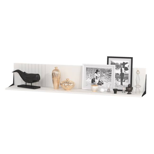 TV-тумба-комод с двумя навесными полками и пенал со стеклом в гостиную Валенсия цвет белый шагрень