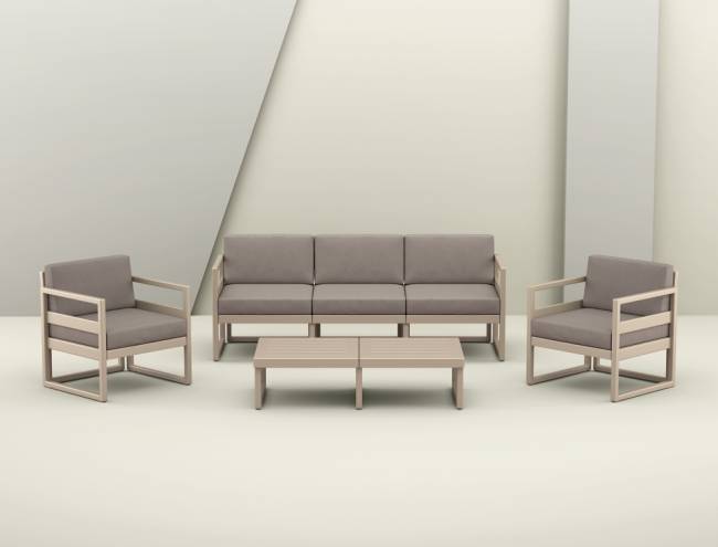 Комплект пластиковой мебели Mykonos XL бежевый, светло-коричневый