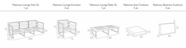 Комплект пластиковой мебели Mykonos XL бежевый, темно-серый