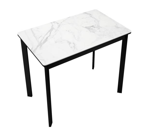 Стол DikLine LK90 Керамика Белый мрамор/подстолье черное/опоры черные