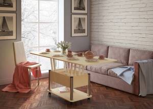 Стол- трансформер Дебют 3 светлый венге / ножки хром