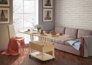 Стол-  трансформер Дебют 3 светлый венге/ножки белые