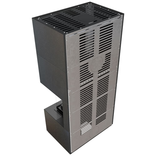 Каминокомплект FLOKI в облицовке INDIAN BLACK, угловое стекло справа