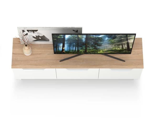 Тумба под ТВ 13.267.01 цвет белый шагрень/дуб сонома