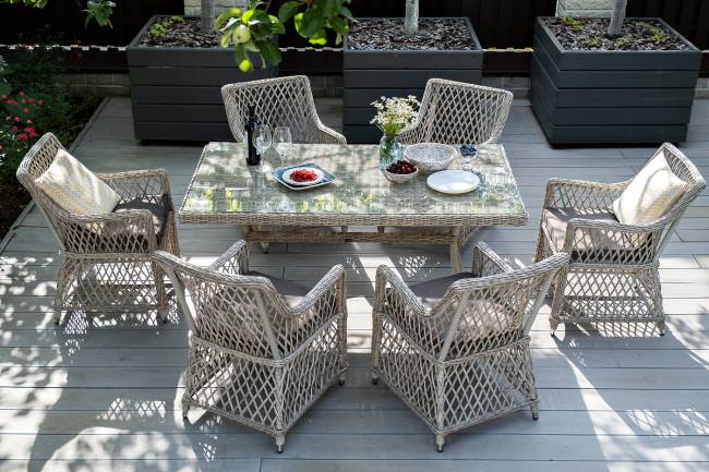 "Латте" обеденная группа плетеная, цвет бежевый