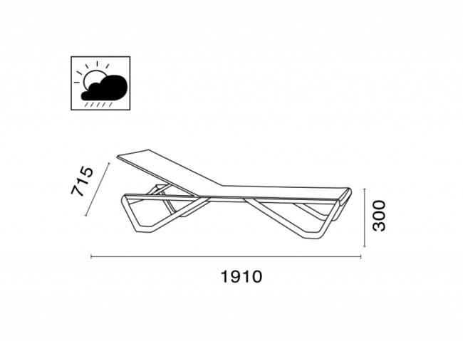 Шезлонг-лежак металлический Wave белый, серый 1910х715х300 мм Шезлонг-лежак металлический Wave белый, серый 1910х715х300 мм