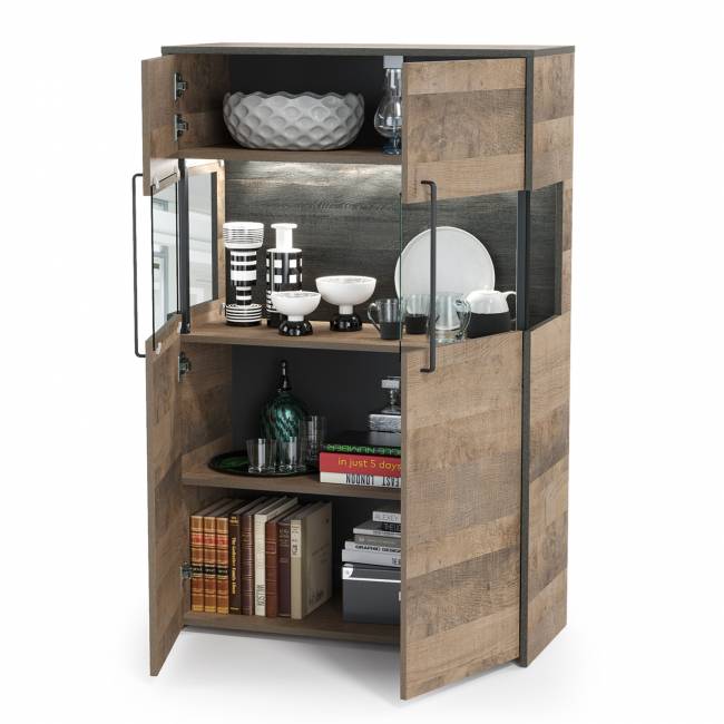 Комод с витриной Трувор 13.306 цвет дуб гранж песочный/интра Комод с витриной Трувор 13.306 цвет дуб гранж песочный/интра