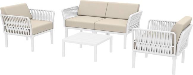 Комплект пластиковой мебели Portofino Lounge белый, бежевый Комплект пластиковой мебели Portofino Lounge белый, бежевый