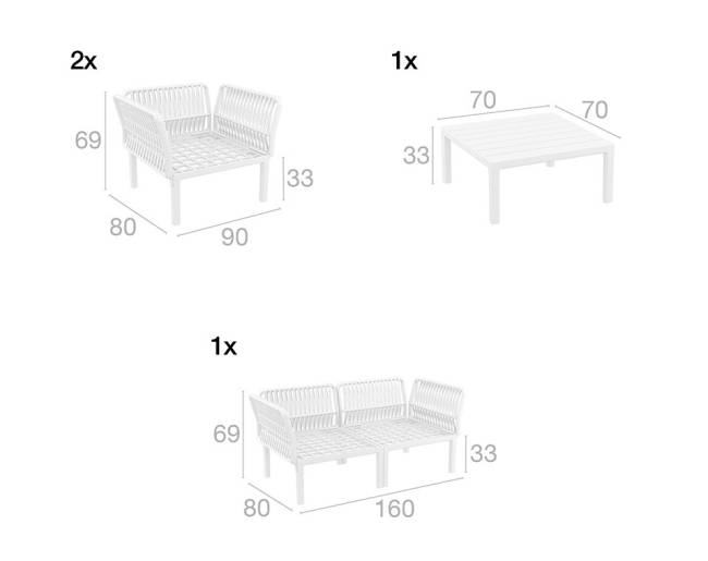 Комплект пластиковой мебели Portofino Lounge белый, бежевый Комплект пластиковой мебели Portofino Lounge белый, бежевый