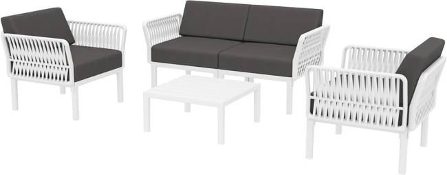 Комплект пластиковой мебели Portofino Lounge белый, темно-серый Комплект пластиковой мебели Portofino Lounge белый, темно-серый
