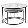 Набор кофейных столиков Tango белый мрамор с черными ножками Набор кофейных столиков Tango белый мрамор с черными ножками