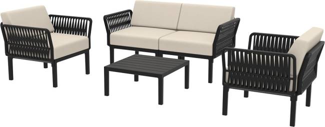 Комплект пластиковой мебели Portofino Lounge черный, бежевый Комплект пластиковой мебели Portofino Lounge черный, бежевый
