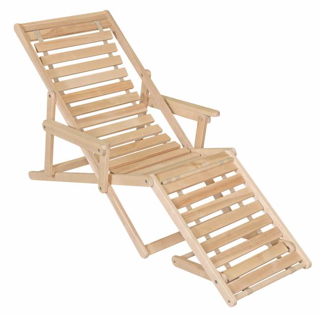Шезлонг с подлокотниками Чивас, Натуральное дерево