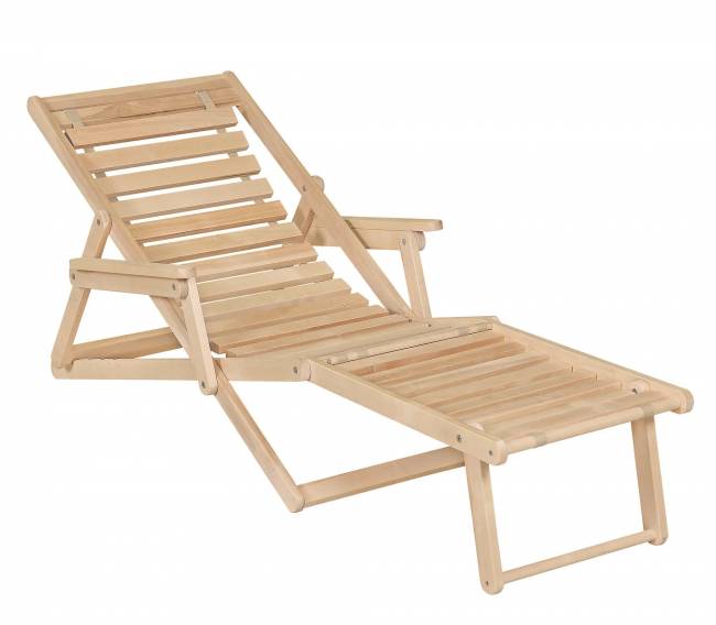 Шезлонг с подлокотниками Чивас, Натуральное дерево