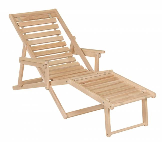 Шезлонг с подлокотниками Чивас, Натуральное дерево