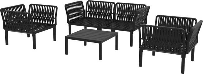 Комплект пластиковой мебели Portofino Lounge черный, темно-серый Комплект пластиковой мебели Portofino Lounge черный, темно-серый