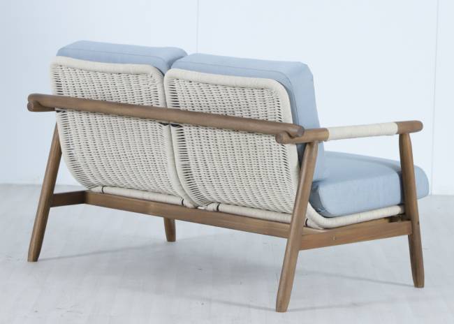 Диван деревянный двухместный Apoyo грецкий орех, голубой 1354х778х758 мм