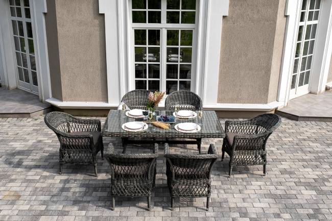 "Амароне" обеденная группа из искусственного ротанга на 6 персон, цвет графит "Амароне" обеденная группа из искусственного ротанга на 6 персон, цвет графит