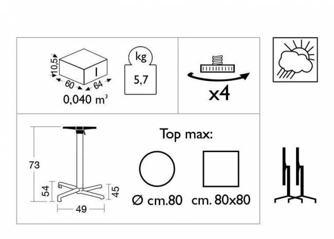 Стол ламинированный обеденный складной Domino белый, состаренный дуб тортора Ø700х740 мм