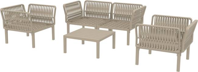 Комплект пластиковой мебели Portofino Lounge бежевый, бежевый Комплект пластиковой мебели Portofino Lounge бежевый, бежевый