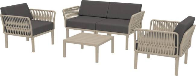 Комплект пластиковой мебели Portofino Lounge бежевый, темно-серый Комплект пластиковой мебели Portofino Lounge бежевый, темно-серый