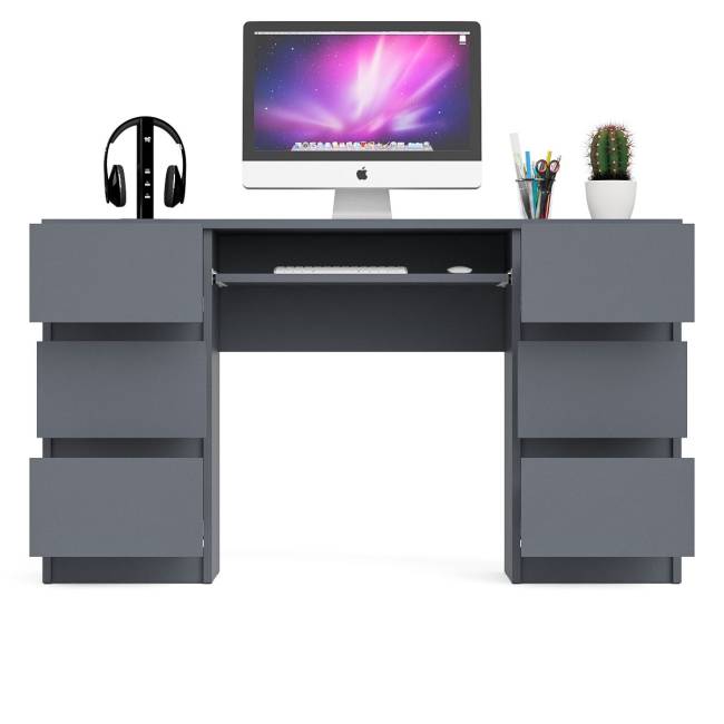 Компьютерный стол с двумя тумбами Мори МС-2 цвет графит Компьютерный стол с двумя тумбами Мори МС-2 цвет графит