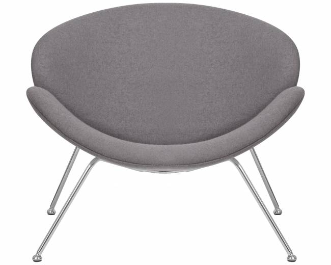 Кресло дизайнерское DOBRIN EMILY, серая ткань AF7, хромированная сталь