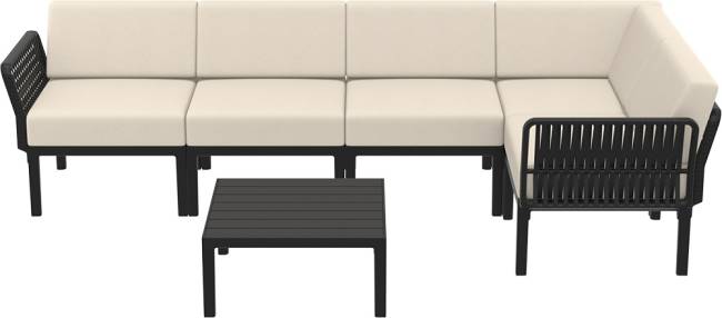 Комплект пластиковой мебели Portofino Lounge Corner черный, бежевый Комплект пластиковой мебели Portofino Lounge Corner черный, бежевый
