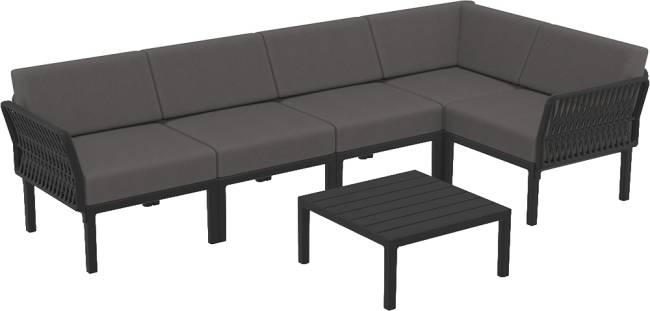 Комплект пластиковой мебели Portofino Lounge Corner черный, темно-серый Комплект пластиковой мебели Portofino Lounge Corner черный, темно-серый