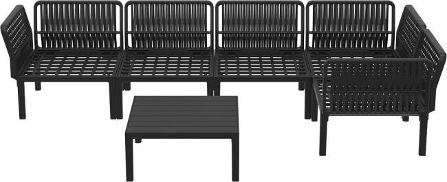 Комплект пластиковой мебели Portofino Lounge Corner черный, темно-серый Комплект пластиковой мебели Portofino Lounge Corner черный, темно-серый