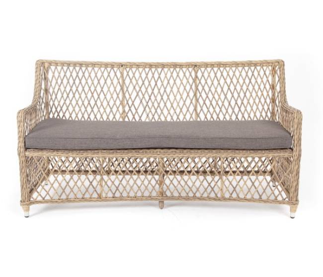 "Латте" диван двухместный из искусственного ротанга, цвет соломенный