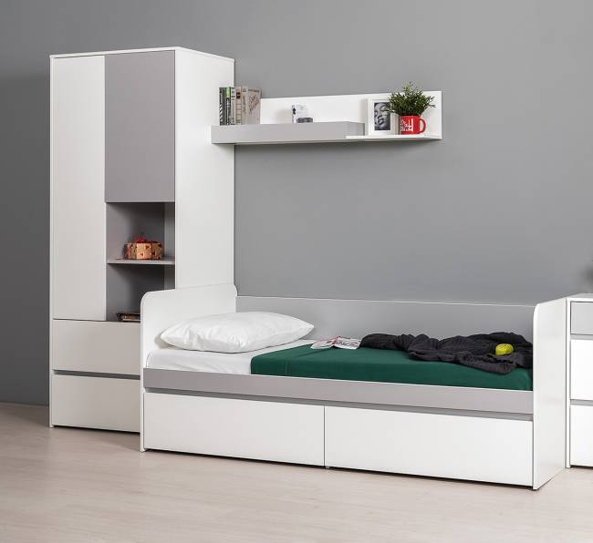 Детская мебель Торонто № 20 цвет белый шагрень/стальной серый