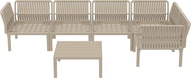 Комплект пластиковой мебели Portofino Lounge Corner бежевый, темно-серый Комплект пластиковой мебели Portofino Lounge Corner бежевый, темно-серый