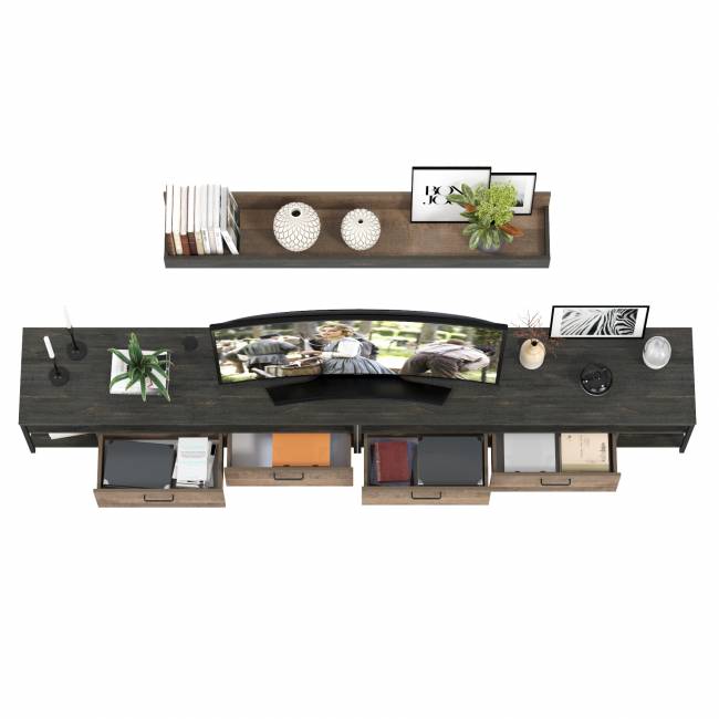 Две ТВ-тумбы Трувор с навесной полкой цвет дуб гранж песочный/интра