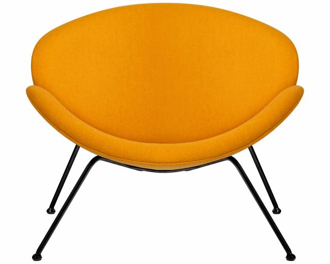 Кресло дизайнерское DOBRIN EMILY, желтая ткань AF13, черное основание