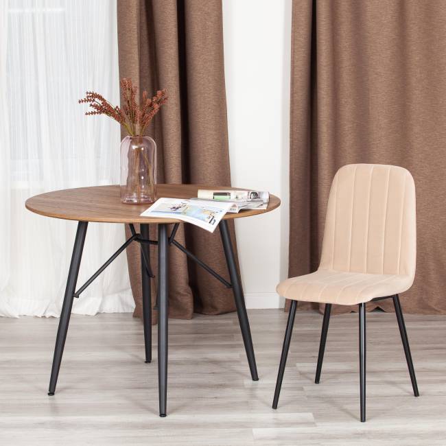 Стул ARC / 1 шт. в упаковке Велюр/металл , 46 х 52 х 88 см, бежевый/черный бежевый Велюр/металл