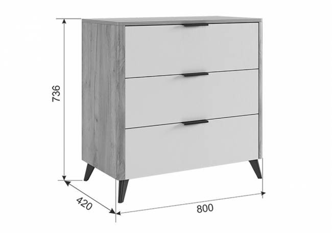 Комод Адам дуб крафт золотой / белое дерево