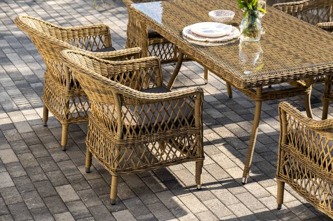"Амароне" обеденная группа из искусственного ротанга на 6 персон, цвет соломенный "Амароне" обеденная группа из искусственного ротанга на 6 персон, цвет соломенный