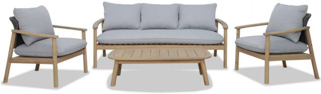 Диван деревянный трехместный с подушками Freeport песочный, угольный, серый 1955х771х740 мм