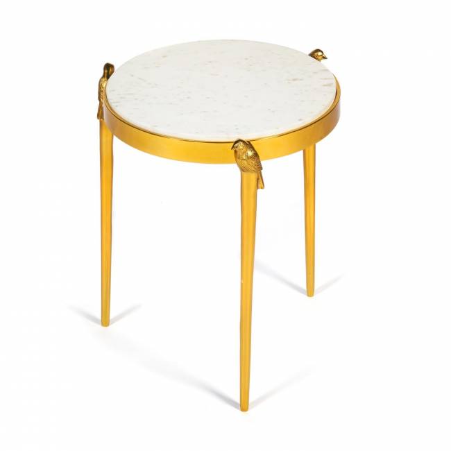 Столик кофейный Secret De Maison BIRDY ( mod. 12475 ) алюминиевый сплав/мрамор, 38*38*48,5 см, золотой/gold золотой/gold алюминиевый сплав/мрамор