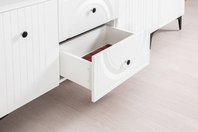 Два широких серванта и ТВ-тумба Валенсия цвет белый шагрень