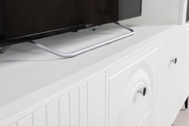 Два широких серванта и ТВ-тумба Валенсия цвет белый шагрень