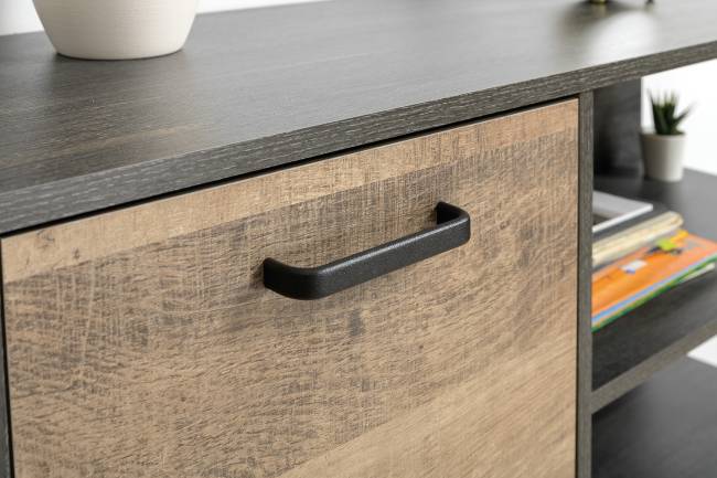 Два комода с ящиками с навесной полкой и комод с ящиком и дверкой в гостиную Трувор цвет дуб гранж песочный/интра Два комода с ящиками с навесной полкой и комод с ящиком и дверкой в гостиную Трувор цвет дуб гранж песочный/интра