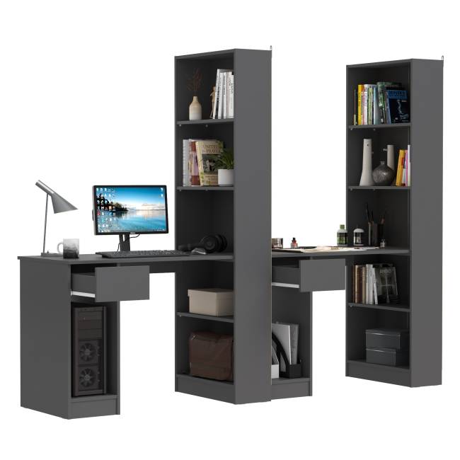 Шкафы комбинированные Лайт 10.01 с компьютерными столами цвет тёмно-серый Шкафы комбинированные Лайт 10.01 с компьютерными столами цвет тёмно-серый