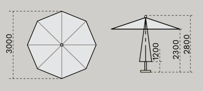Зонт профессиональный Ø3 м Palladio Standard натуральный, слоновая кость Ø3000 мм